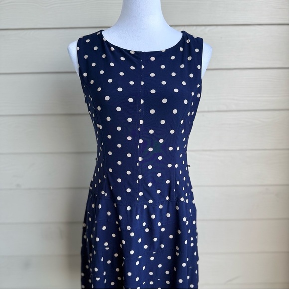 Tommy Hilfiger Navy Polka Dot Sleeveless‎ Dress | Retro Fit & Flare - Picture 2 of 8